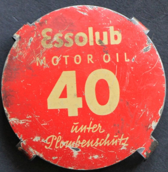 Essolub Motor Oil 40 "unter Plombenschutz" emailliertes Messingschild 1935 (3360)